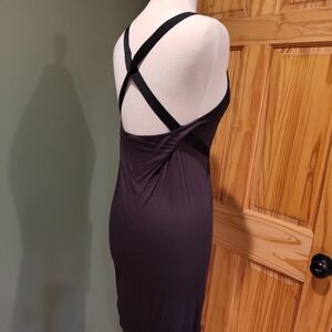 All Saints Lexi Black Body Skimming Cross Back Tank Dress 8